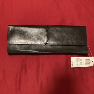 Alfani Genova Large Black Genuine Leather Clutch/Wrislet